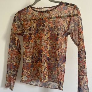 Lykke Wullf size small sheer printed top made with dead stock fabric